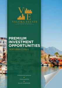 Katalog premium nieruchomości Cypr Północny z logo Velora Estate, oferta bezpiecznych inwestycji w domy i mieszkania na Cyprze Północnym. Profesjonalne doradztwo nieruchomości z lokalną ekspertyzą na Cyprze Północnym, broszura inwestycyjna przedstawiająca ekskluzywne nieruchomości przy marinie z widokiem na góry, najlepsze okazje inwestycyjne w cypryjskie nieruchomości premium dla klientów szukających domów wakacyjnych i inwestycji na Cyprze Północnym.